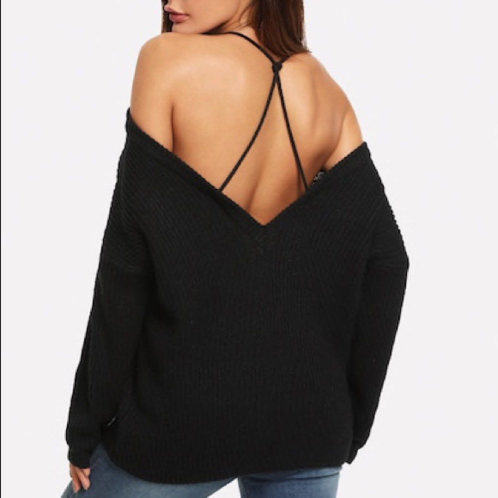 Back Cold Shoulder Sweater